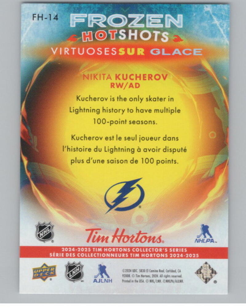 2024-25 Upper Deck Tim Hortons Frozen Hotshots #FH14 Nikita Kucherov V104779 Image 2