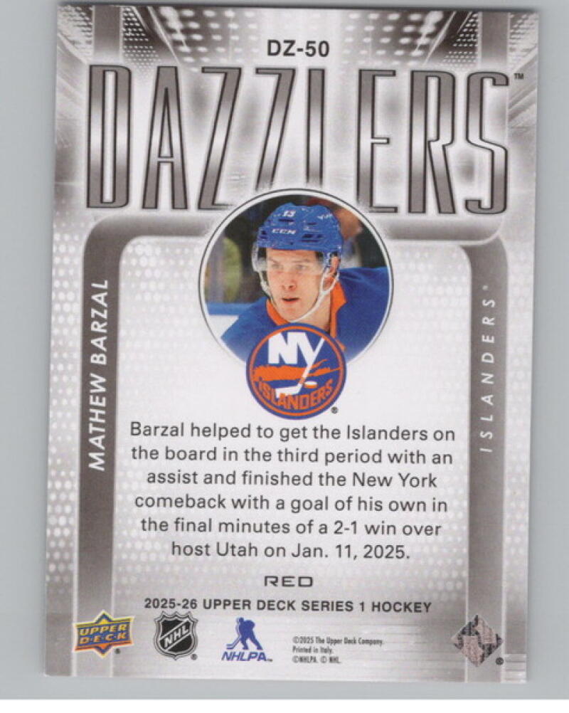 2025-26 Upper Deck Dazzlers Red #DZ50 Mathew Barzal V104782 Image 2