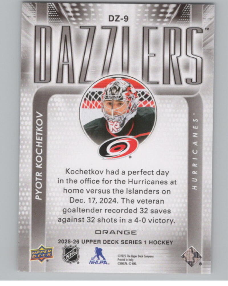 2025-26 Upper Deck Dazzlers Orange #DZ9 Pyotr Kochetkov V104783 Image 2