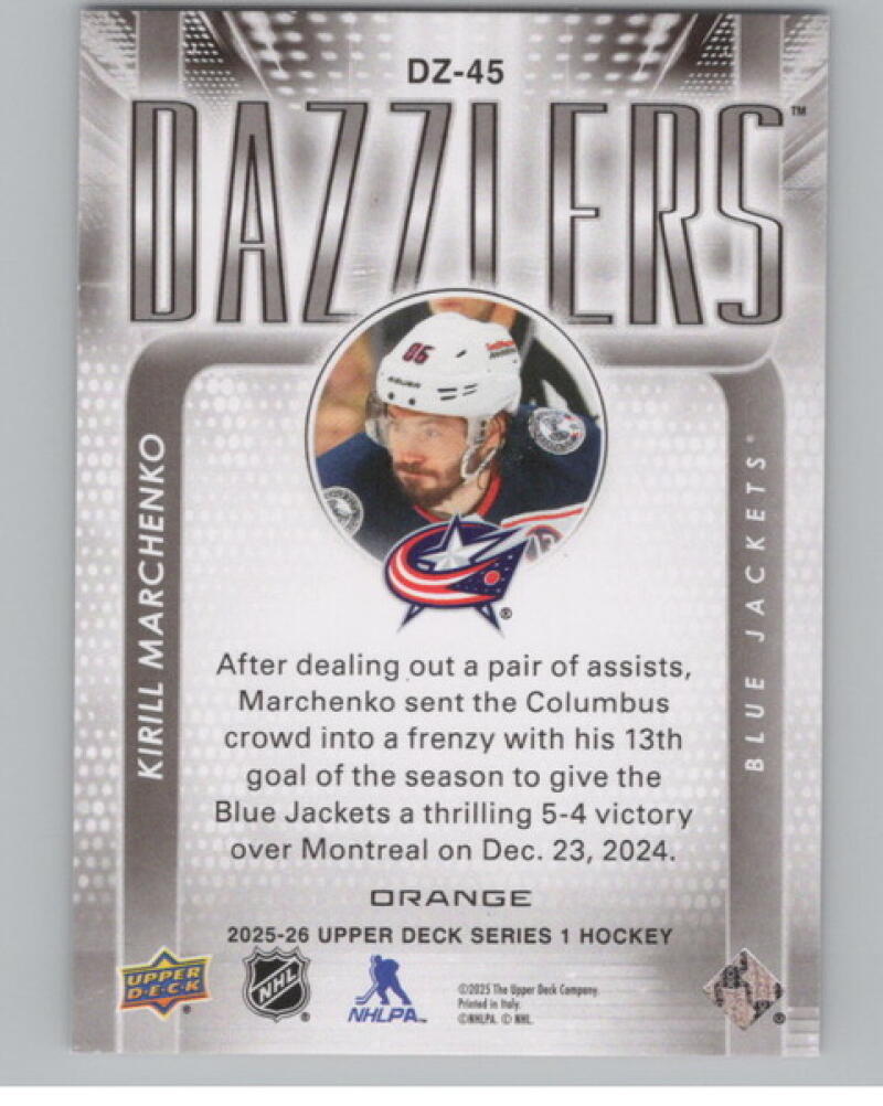2025-26 Upper Deck Dazzlers Orange #DZ45 Kirill Marchenko V104785 Image 2