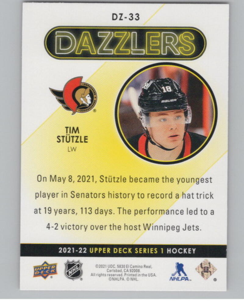 2021-22 Upper Deck Dazzlers Red #DZ33 Tim Stutzle V104788 Image 2