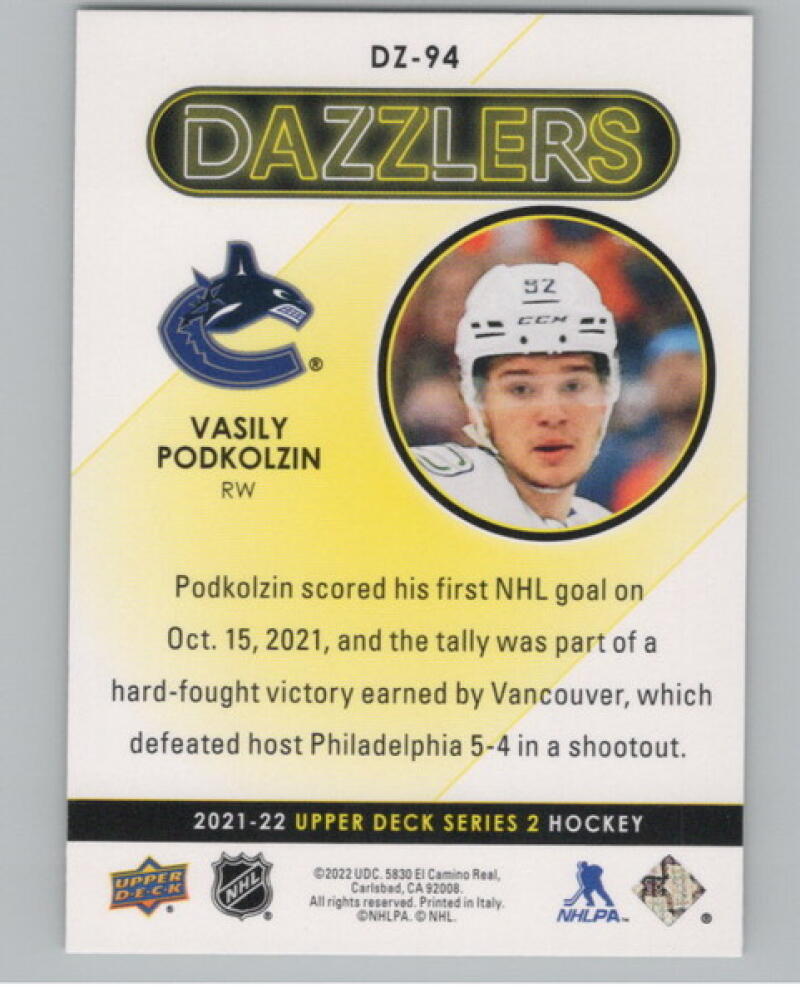 2021-22 Upper Deck Dazzlers Green #DZ94 Vasily Podkolzin V104790 Image 2