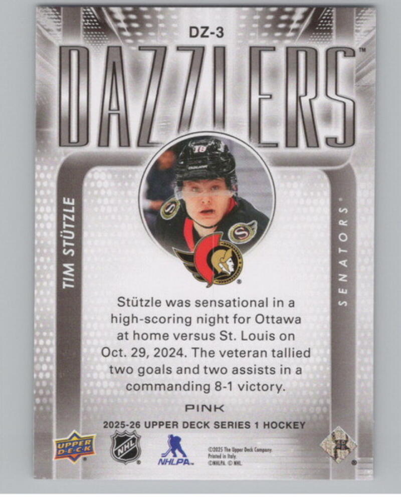 2021-22 Upper Deck Dazzlers Purple #DZ33 Tim Stutzle V104791 Image 2