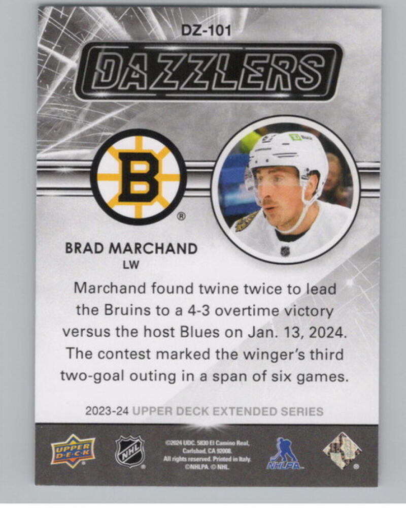 2023-24 Upper Deck Dazzlers Blue #DZ101 Brad Marchand V104793 Image 2