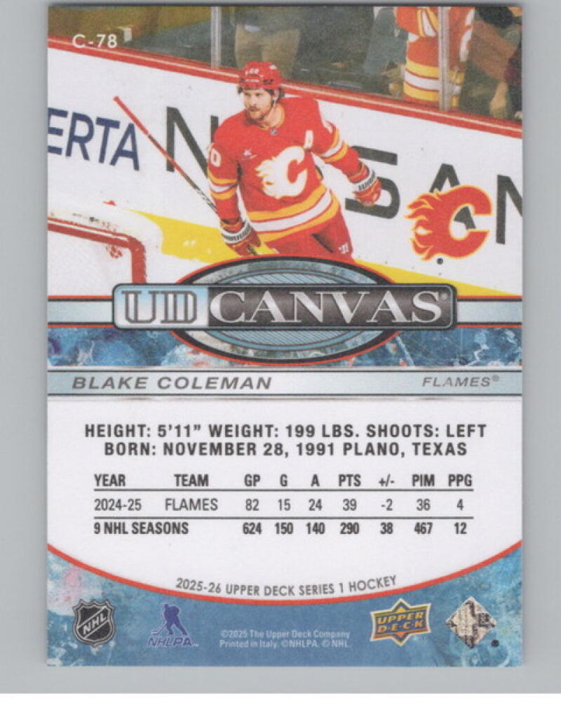 2025-26 Upper Deck UD Canvas #C78 Blake Coleman Hockey V104802 Image 2