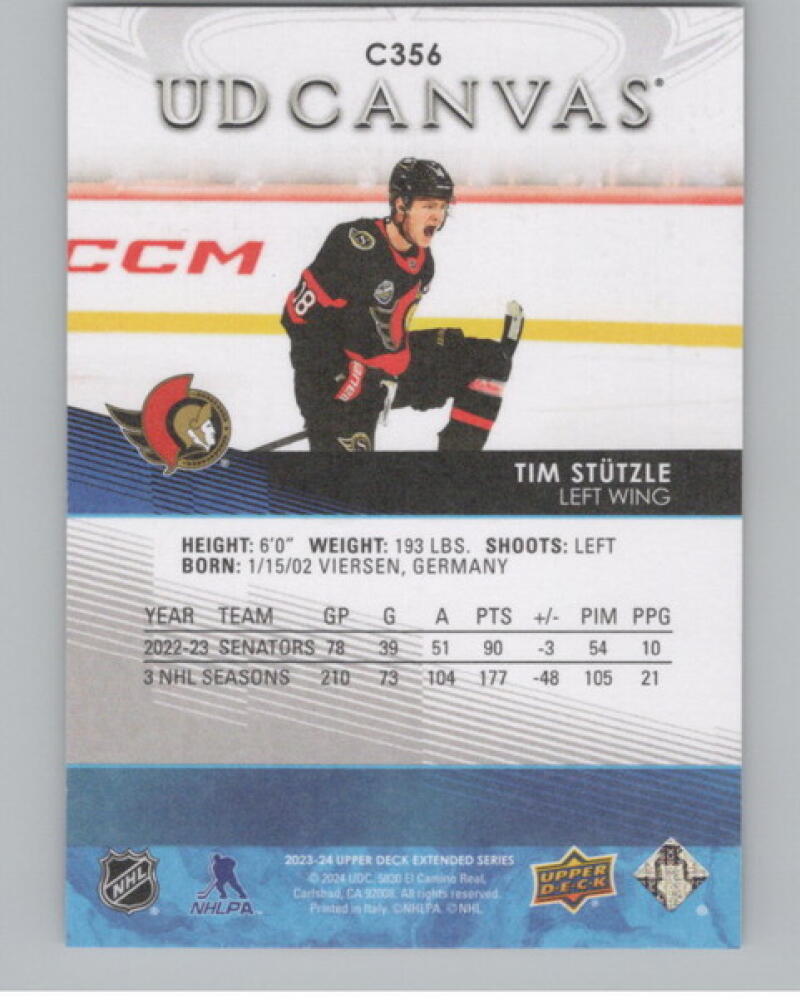 2023-24 Upper Deck UD Canvas #C356 Tim Stutzle Hockey V104806 Image 2