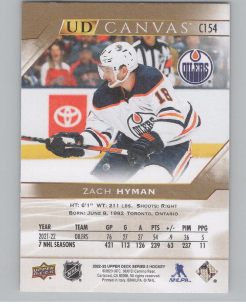 2022-23 Upper Deck UD Canvas #C154 Zach Hyman Hockey V104807 Image 2