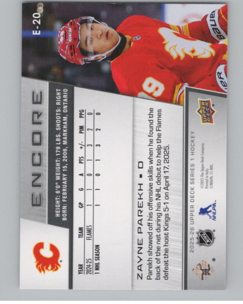 2025-26 Upper Deck Encore #E20 Zayne Parekh Hockey V104811 Image 2