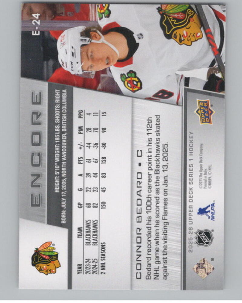 2025-26 Upper Deck Encore #E24 Connor Bedard Hockey V104812 Image 2