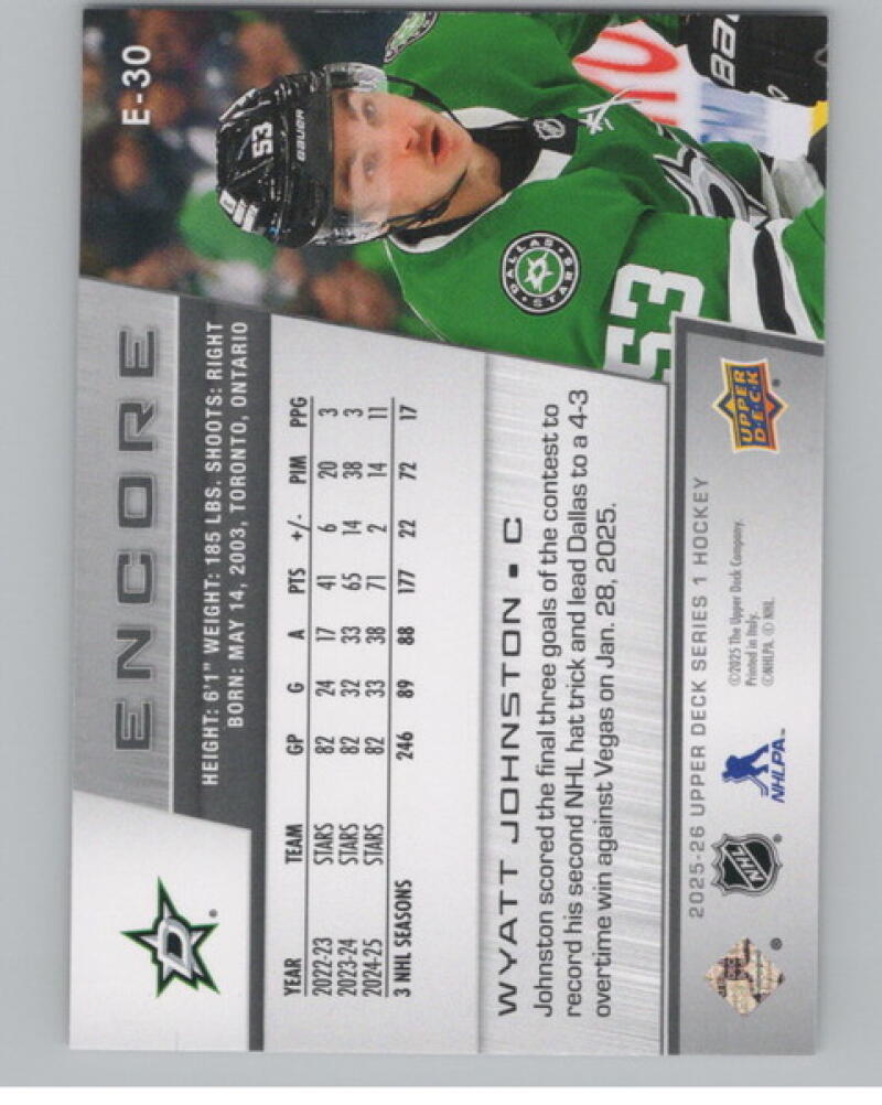 2025-26 Upper Deck Encore #E30 Wyatt Johnston Hockey V104814 Image 2