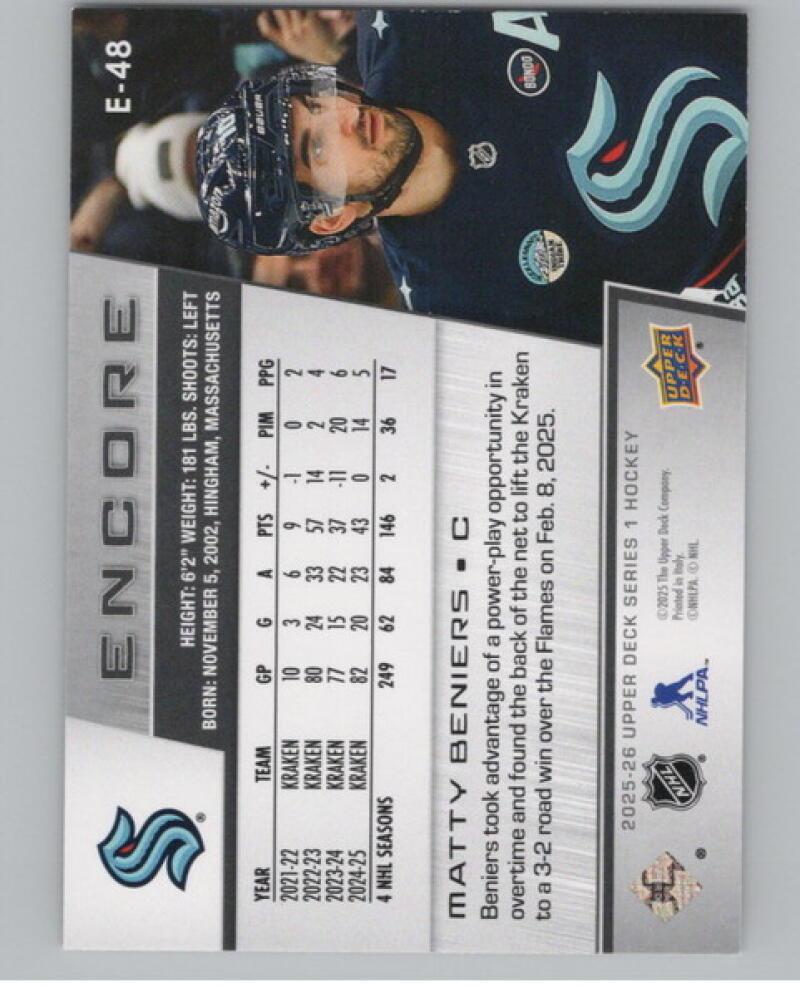 2025-26 Upper Deck Encore #E48 Matty Beniers Hockey V104817 Image 2