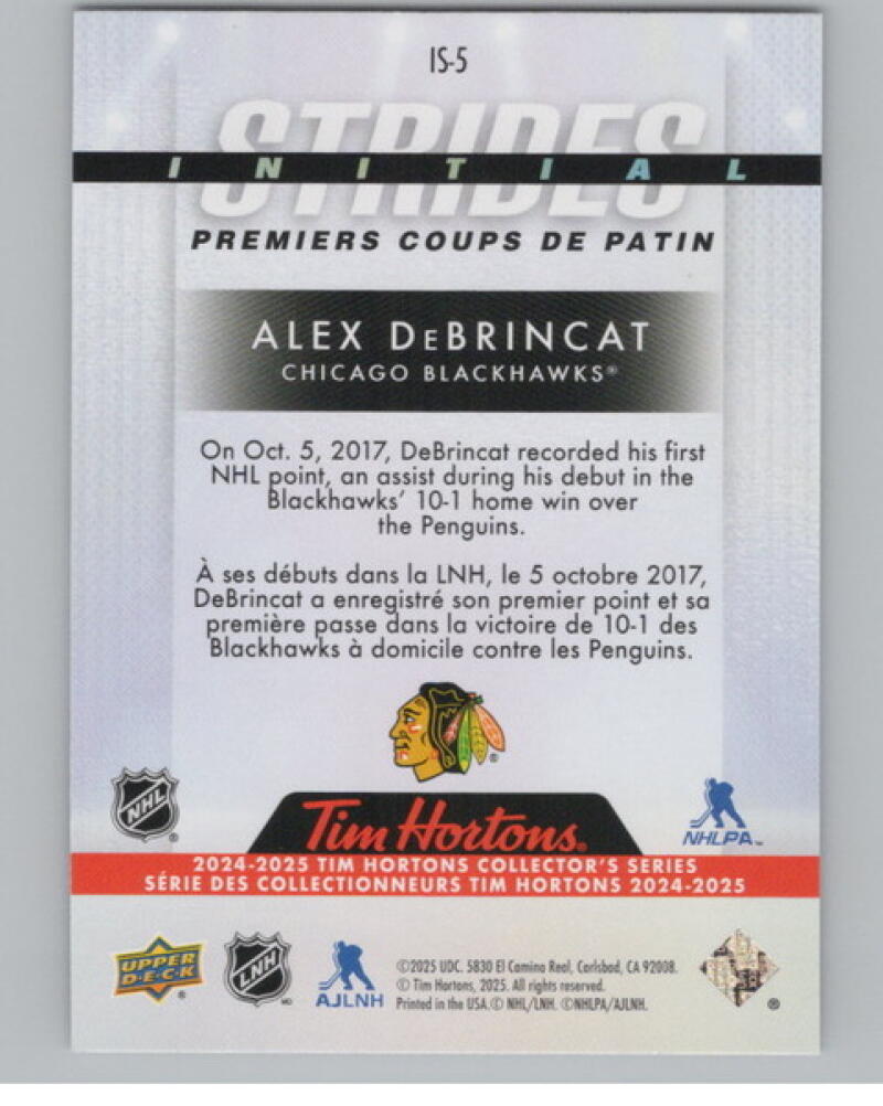 2024-25 UD Tim Hortons Rookie Retrospective Strides #IS5 Alex DeBrincat V104822 Image 2