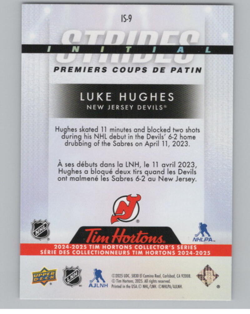 2024-25 UD Tim Hortons Rookie Retrospective Strides #IS9 Luke Hughes V104825 Image 2