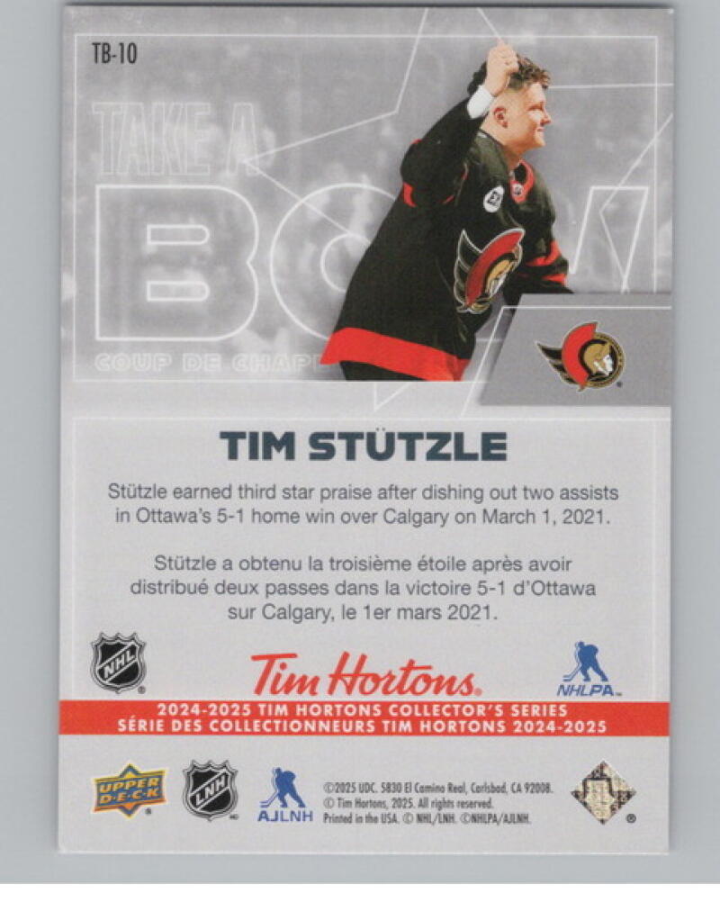 2024-25 Tim Hortons Rookie Retrospective Take a Bow #TB10 Tim Stutzle V104833 Image 2