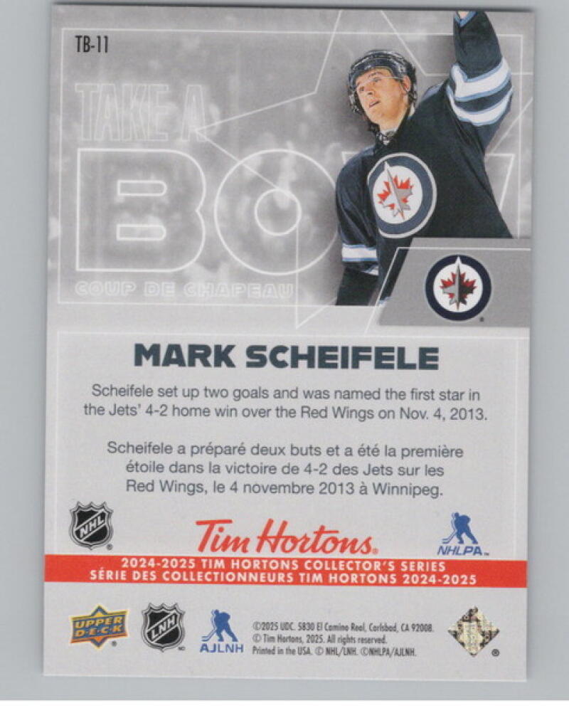 2024-25 Tim Hortons Rookie Retrospective Take a Bow #TB11 Mark Scheifele V104834 Image 2