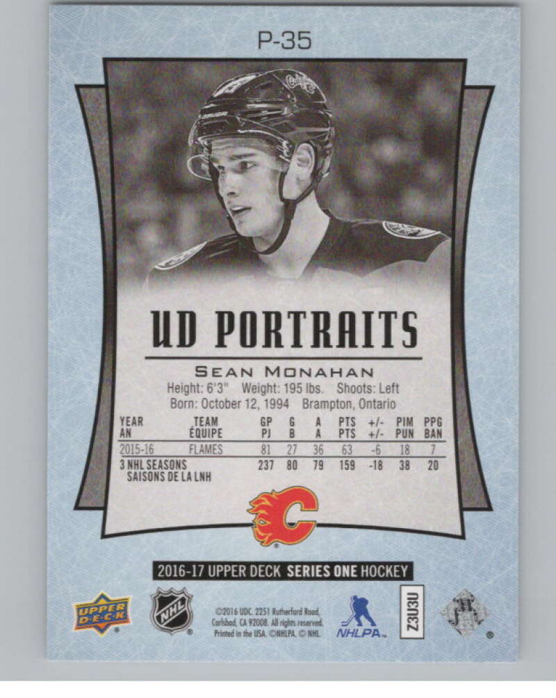 2016-17  UD Portraits #P-35 Sean Monahan   Calgary Flames  V104869 Image 2