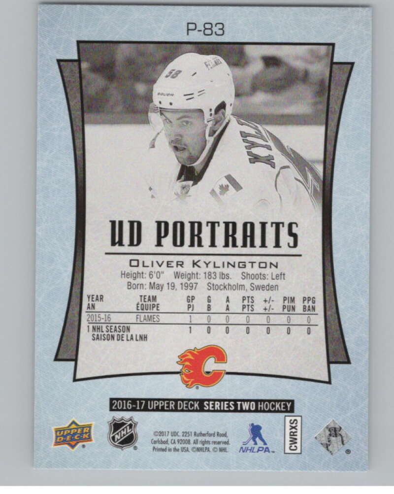 2016-17  UD Portraits #P-83 Oliver Kylington  Calgary Flames  V104912 Image 2