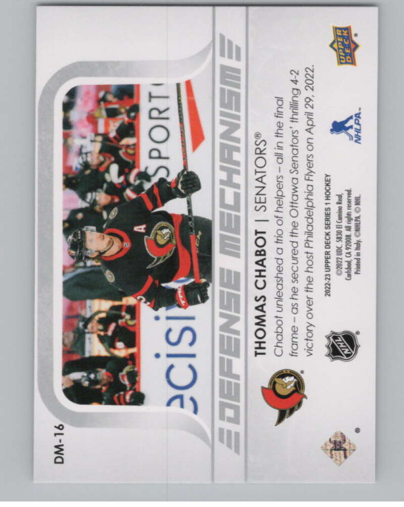 2022-23 Upper Deck Defense Mechanism #DM-16 Thomas Chabot Senators  V104953 Image 2