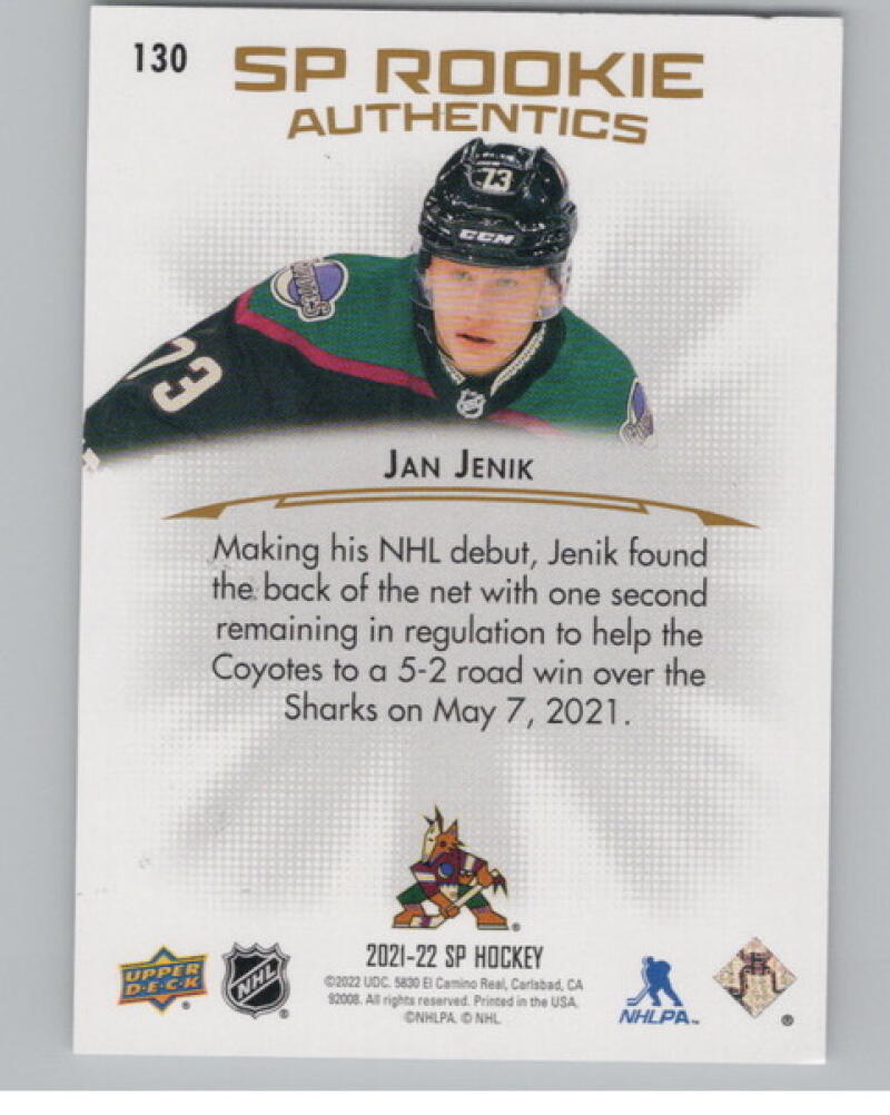 2021-22 Upper Deck SP Gold #130 Jan Jenik Rookie 183/3999 RC V104987 Image 2