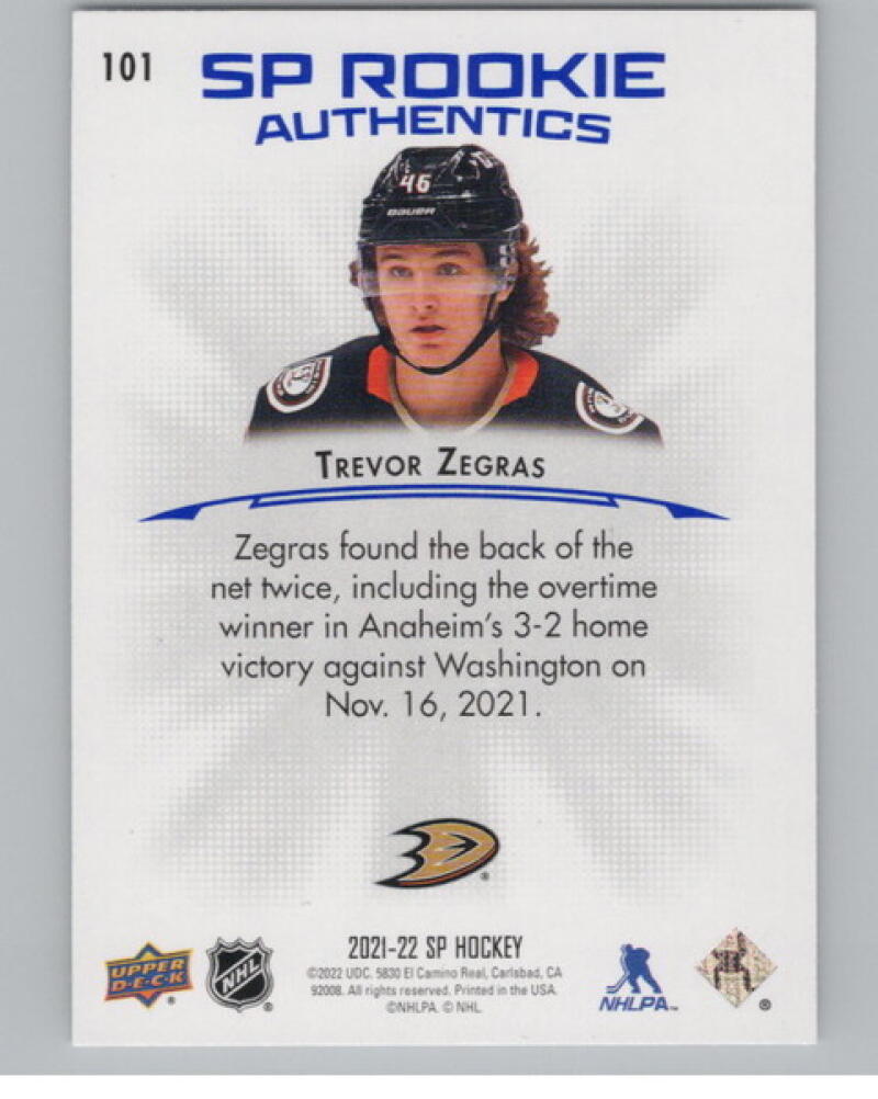 2021-22 Upper Deck SP Blue #101 Trevor Zegras Hockey V104989 Image 2