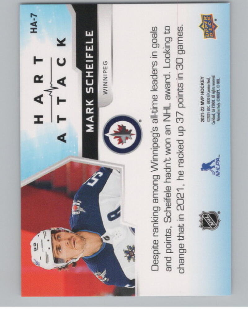 2021-22 Upper Deck MVP Hart Attack #HA7 Mark Scheifele V104999 Image 2