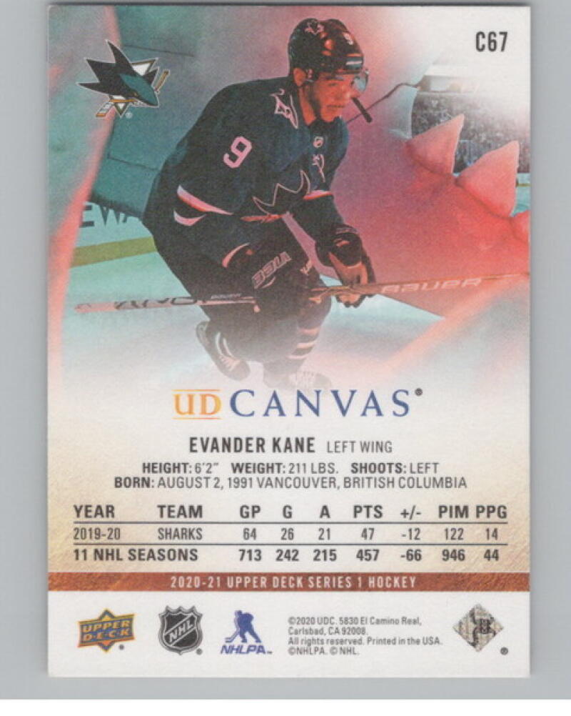 2020-21 Upper Deck Canvas #C67 Evander Kane Hockey V105009 Image 2