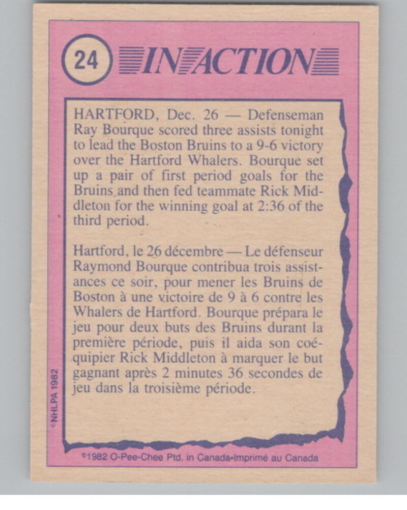 1982-83 O-Pee-Chee #24 Ray Bourque IA Hockey Bruins V105023 Image 2
