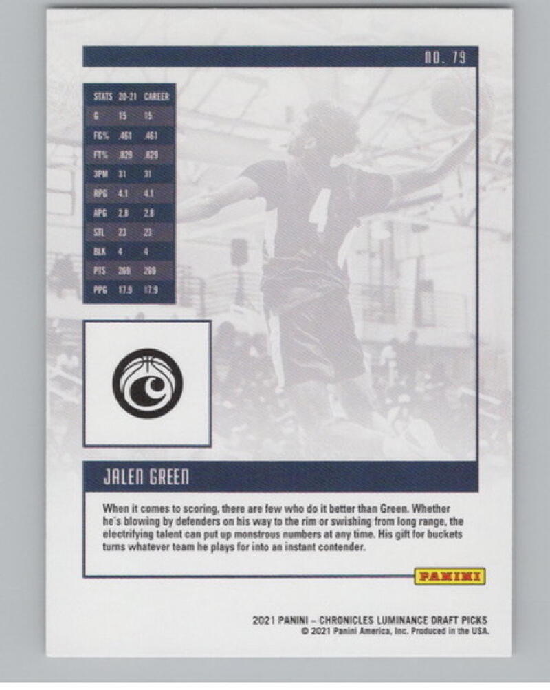 2021-22 Chronicles Draft Picks Luninance #79 Jalen Green Rookie V105028 Image 2