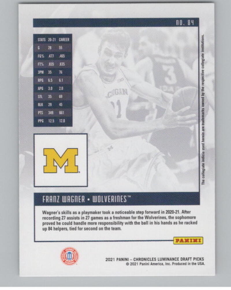 2021-22 Chronicles Draft Picks Luminance #84 Franz Wagner Rookie V105036 Image 2