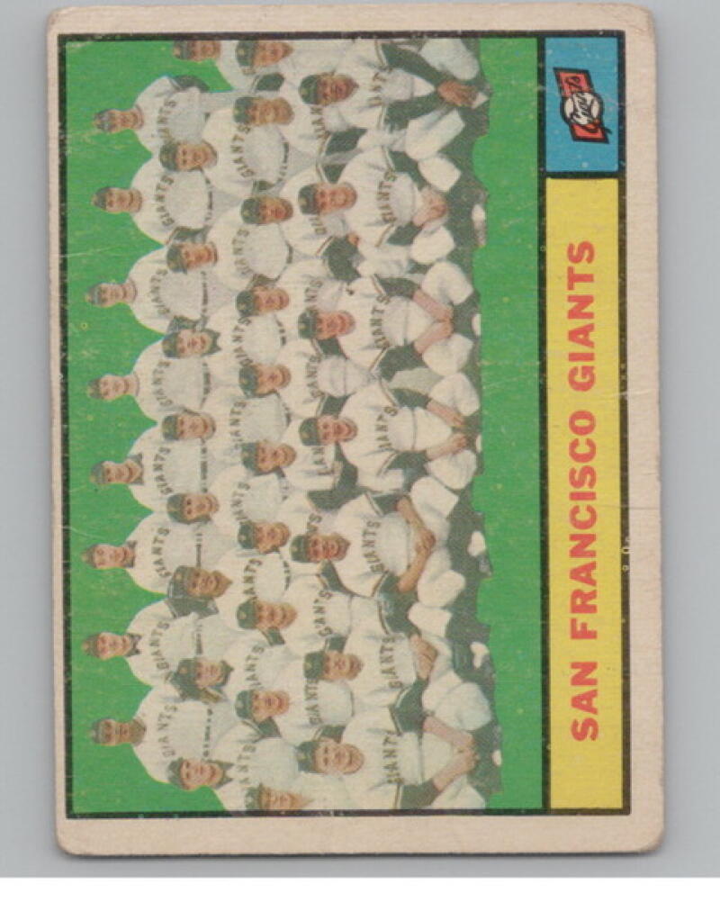 1961 Topps #167 San Francisco Giants Team Checklist Baseball V105098 Image 1