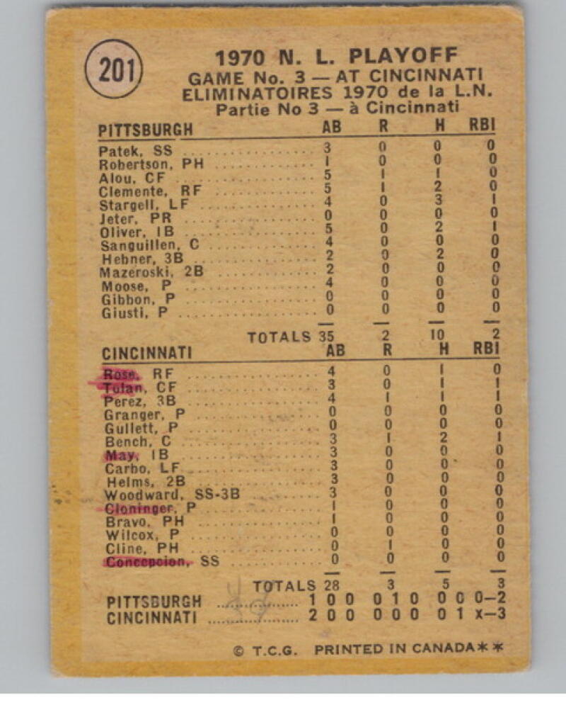 1971 Topps #201 NL Playoff Game 3/Ty Cline Baseball Card  V105100 Image 2