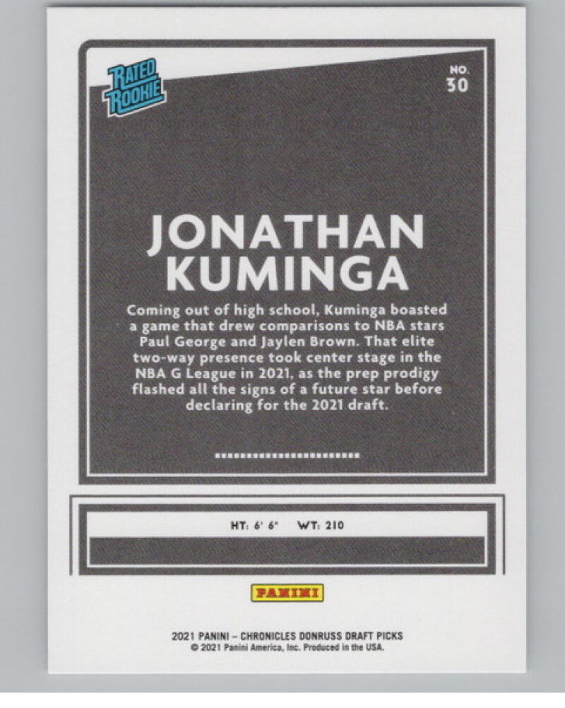 2021-22 Panini Chronicles Donruss Draft Picks #30 Jonathan Kuminga Rookie V105114 Image 2