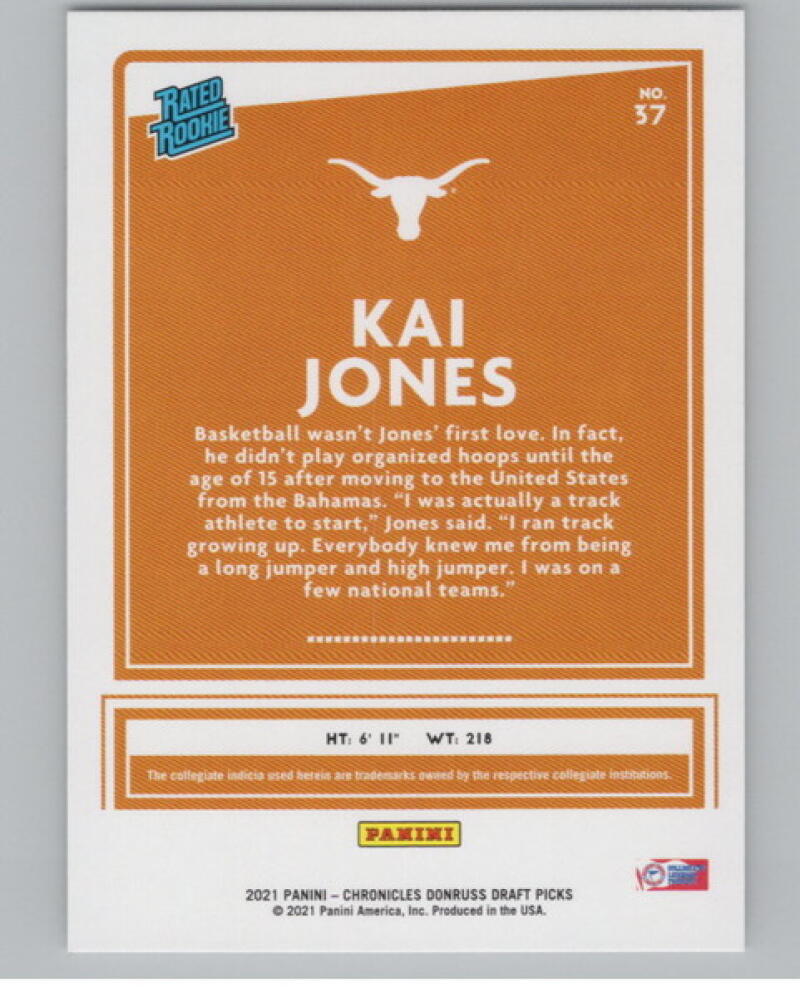 2021-22 Panini Chronicles Donruss Draft Picks #37 Kai Jones Rookie V105120 Image 2