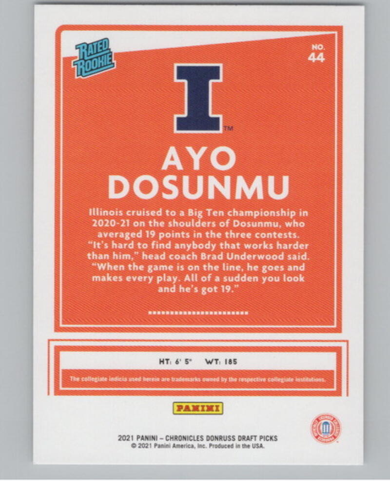 2021-22 Panini Chronicles Donruss Draft Picks #44 Ayo Dosunmu Rookie V105127 Image 2