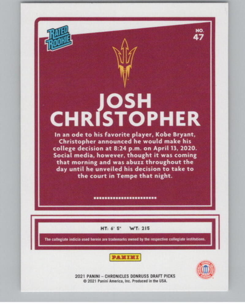 2021-22 Panini Chronicles Donruss Draft Picks #47 Josh Christopher Rookie V105130 Image 2