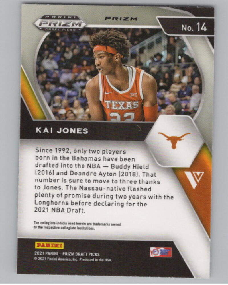 2021-22 Prizm Draft Picks Variations Prizms Orange Ice #14 Kai Jones RC V1051354 Image 2