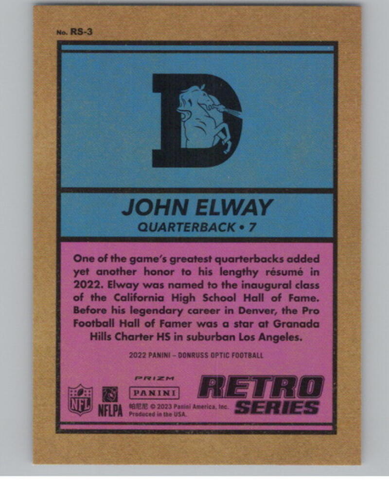 2022 Donruss Optic Retro Series #3 John Elway Football V105139 Image 2