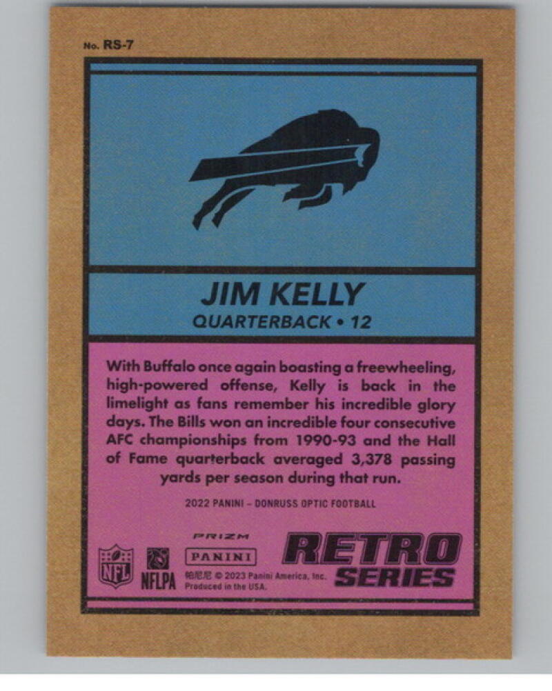 2022 Donruss Optic Retro Series #7 Jim Kelly Football V105140 Image 2