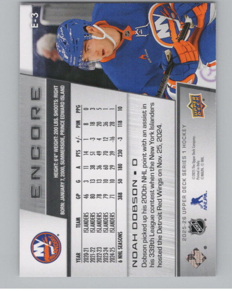 2025-26 Upper Deck Encore #E3 Noah Dobson Hockey V1051555 Image 2