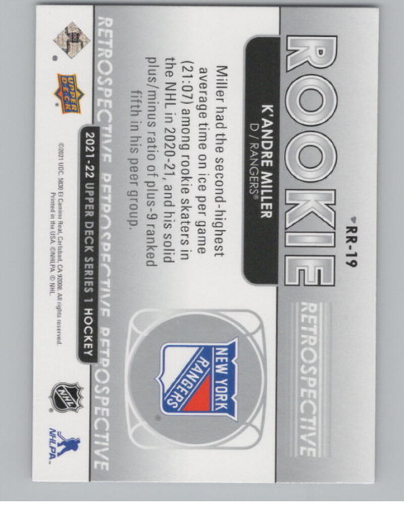 2021-22 Upper Deck Rookie Retrospective #RR19 K'Andre Miller Hockey V105157 Image 2