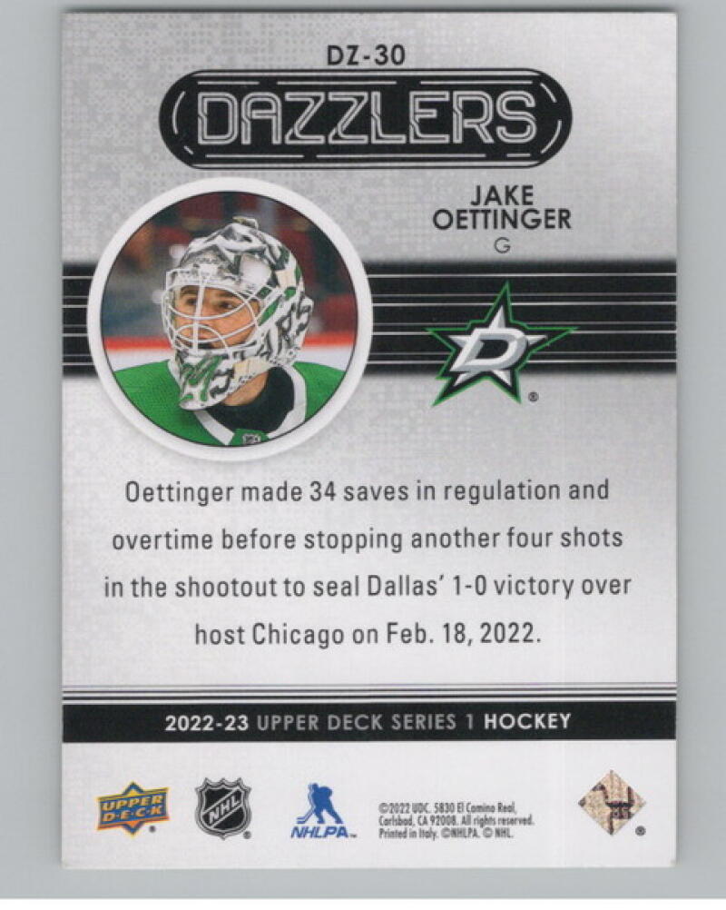 2022-23 Upper Deck Dazzlers Green #DZ30 Jake Oettinger Hockey V105158 Image 2