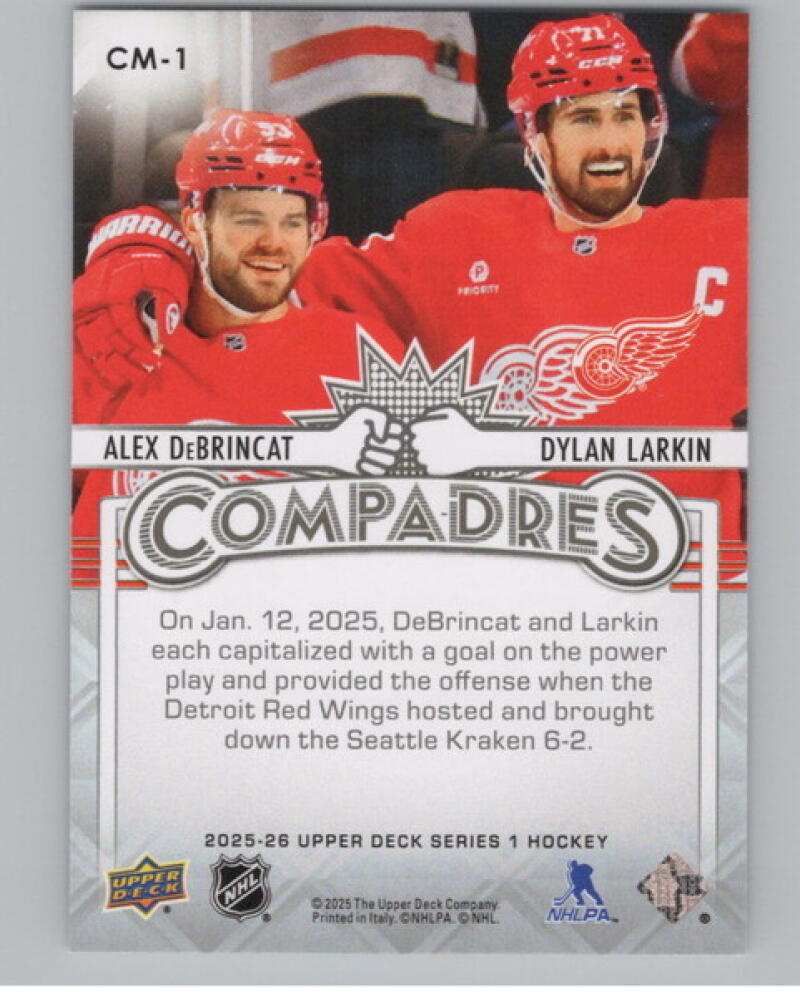 2025-26 Upper Deck Compadres #CM1 Alex DeBrincat/Dylan Larkin V105169 Image 2