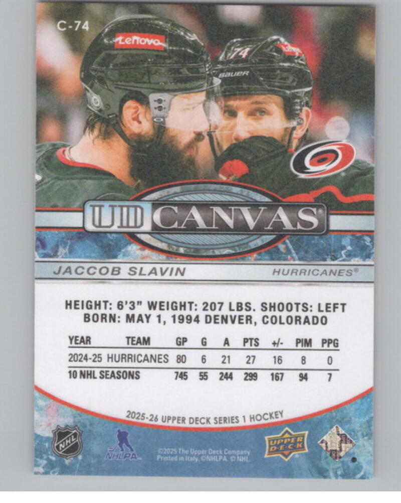 2025-26 Upper Deck UD Canvas #C74 Jaccob Slavin Hockey V105175 Image 2