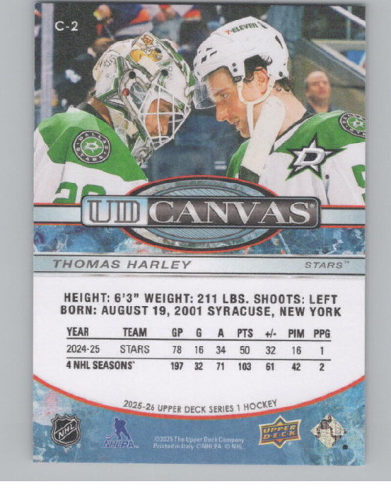 2025-26 Upper Deck UD Canvas #C2 Thomas Harley Hockey V105176 Image 2