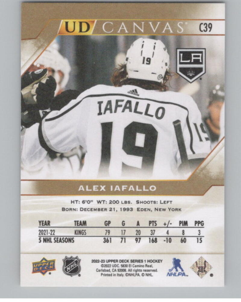 2022-23 Upper Deck UD Canvas #C39 Alex Iafallo Hockey V105178 Image 2