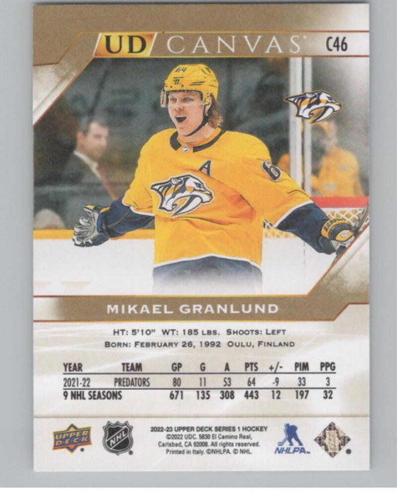 2022-23 Upper Deck UD Canvas #C46 Mikael Granlund Hockey V105180 Image 2