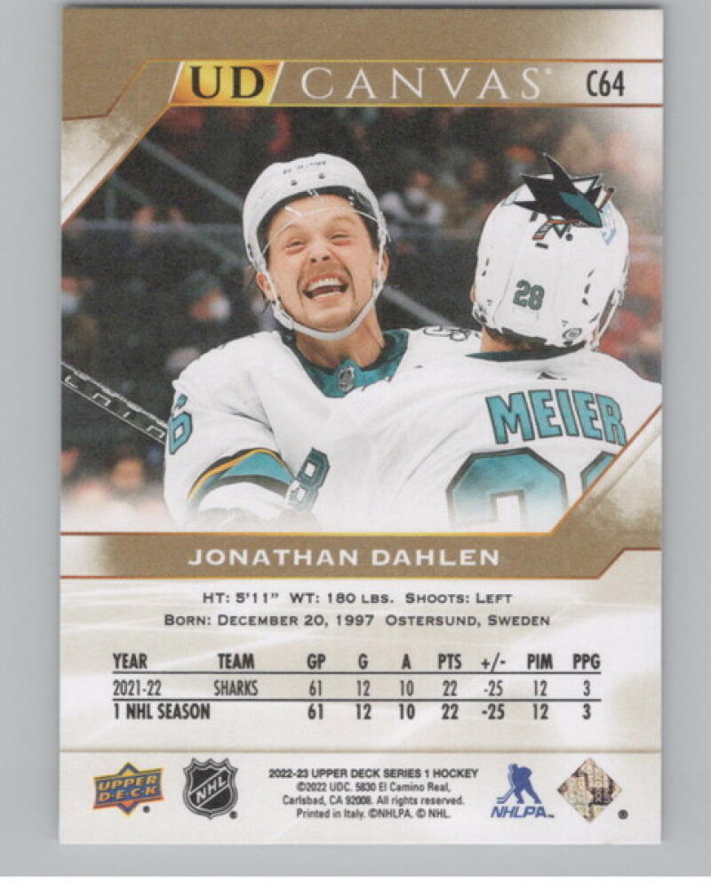 2022-23 Upper Deck UD Canvas #C64 Jonathan Dahlen Hockey V105184 Image 2