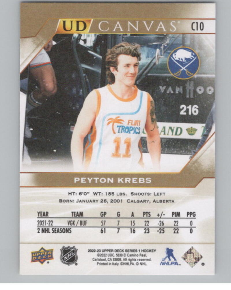 2022-23 Upper Deck UD Canvas #C10 Peyton Krebs Hockey V105190 Image 2