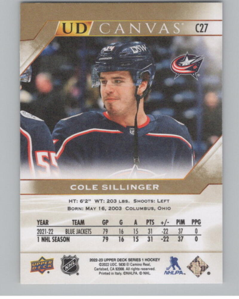 2022-23 Upper Deck UD Canvas #C27 Cole Stillinger Hockey V105191 Image 2