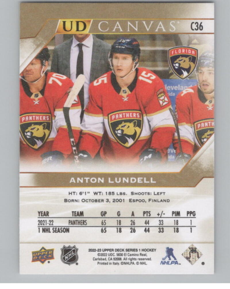 2022-23 Upper Deck UD Canvas #C36 Anton Lundell Hockey V105193 Image 2